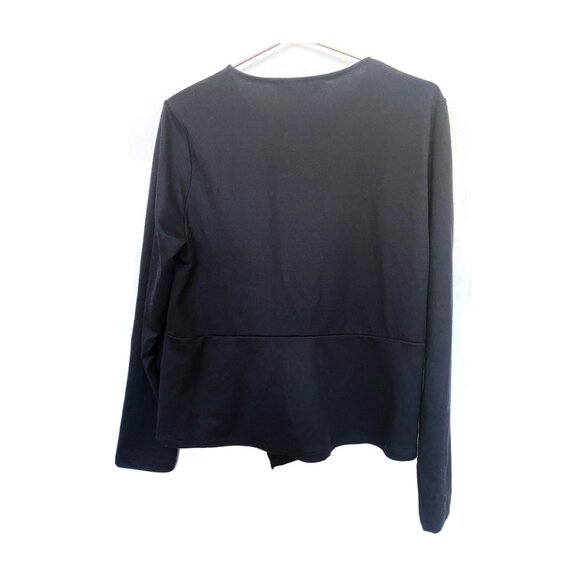 Rachel Roy Women Val Knot Front Crew Neck Long Sleeve Top Black XL - Picture 4 of 5